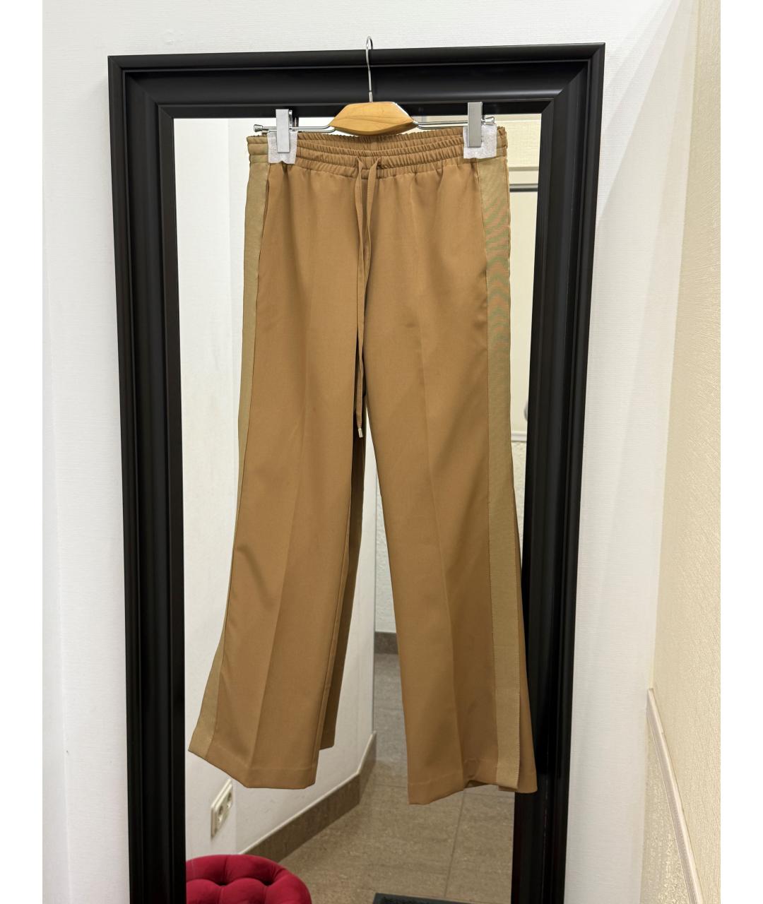 ERMANNO FIRENZE Коричневые полиэстеровые прямые брюки, фото 10