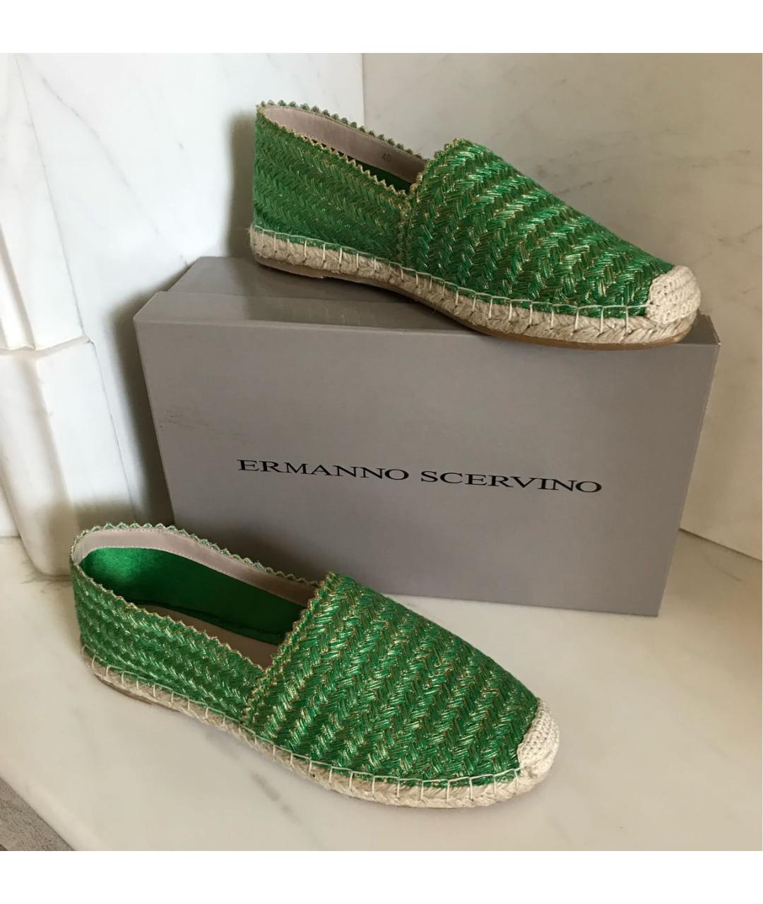 ERMANNO SCERVINO Зеленые кожаные эспадрильи, фото 6