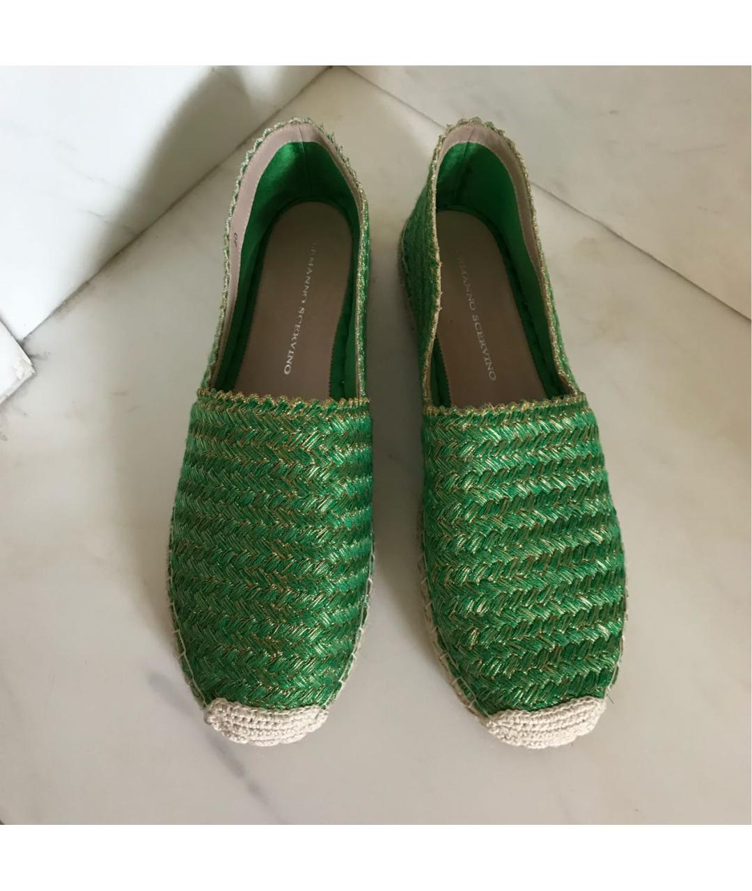 ERMANNO SCERVINO Зеленые кожаные эспадрильи, фото 8