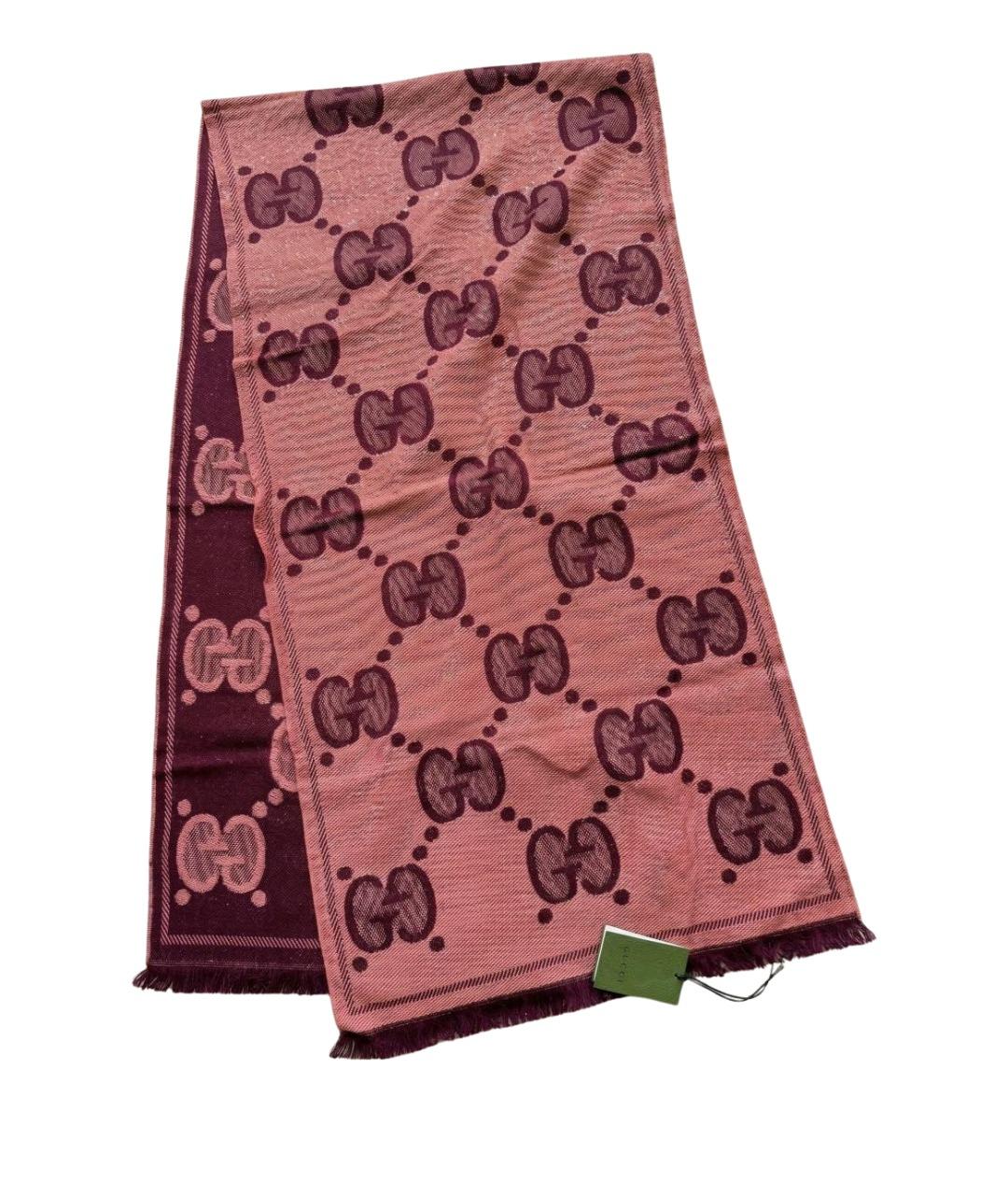 GUCCI Коралловый шерстяной шарф, фото 1