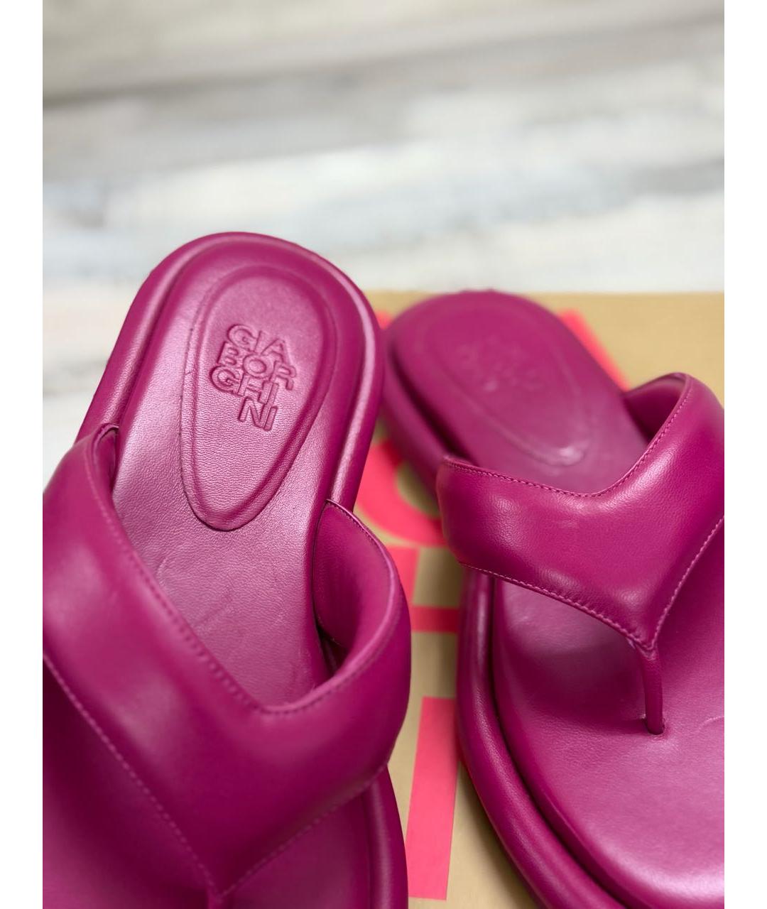 GIABORGHINI Фуксия кожаные шлепанцы, фото 7