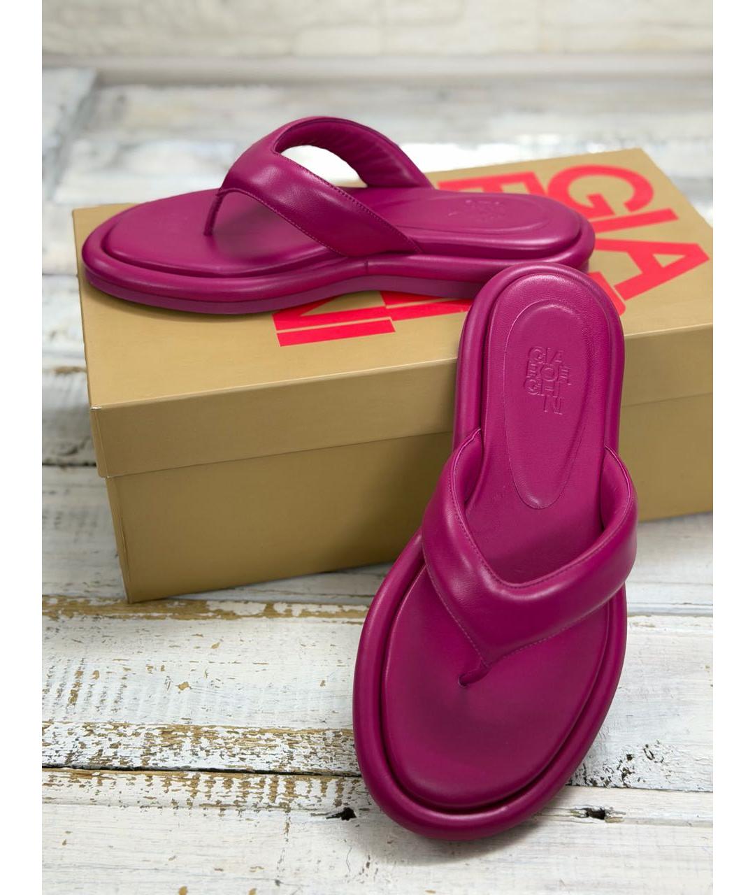 GIABORGHINI Фуксия кожаные шлепанцы, фото 6