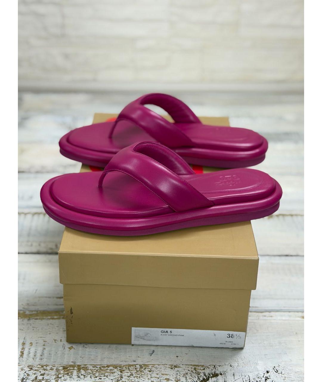GIABORGHINI Фуксия кожаные шлепанцы, фото 9