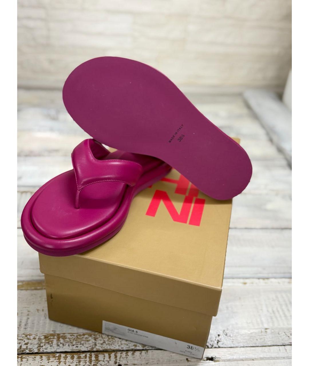 GIABORGHINI Фуксия кожаные шлепанцы, фото 8