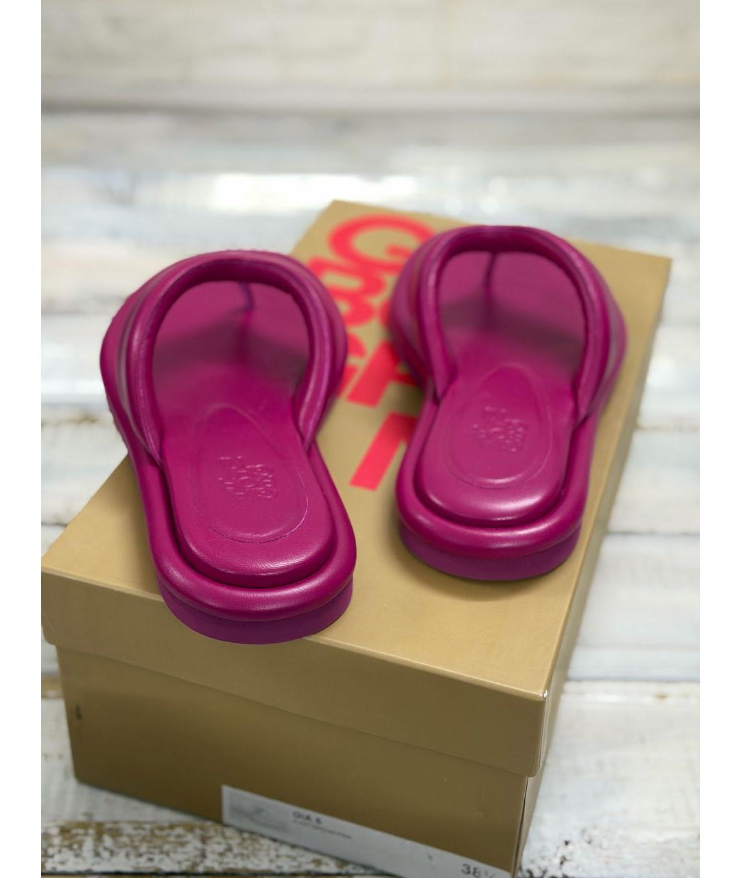 GIABORGHINI Фуксия кожаные шлепанцы, фото 5