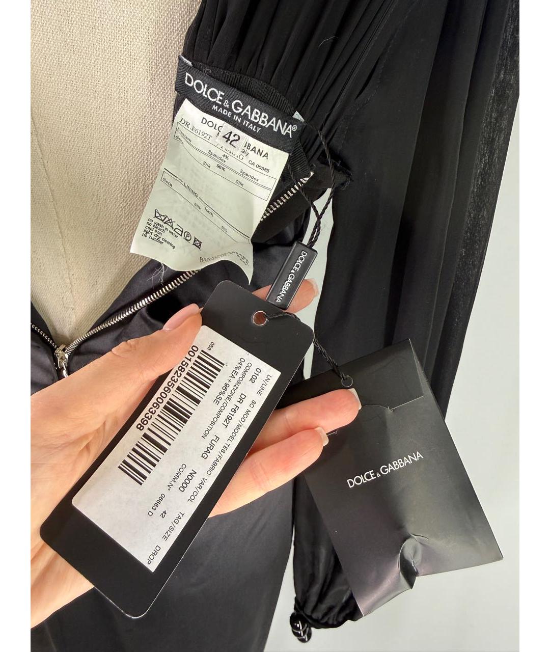 DOLCE&GABBANA Черное шелковое коктейльное платье, фото 8