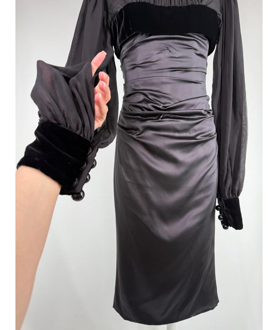 DOLCE&GABBANA Черное шелковое коктейльное платье, фото 6