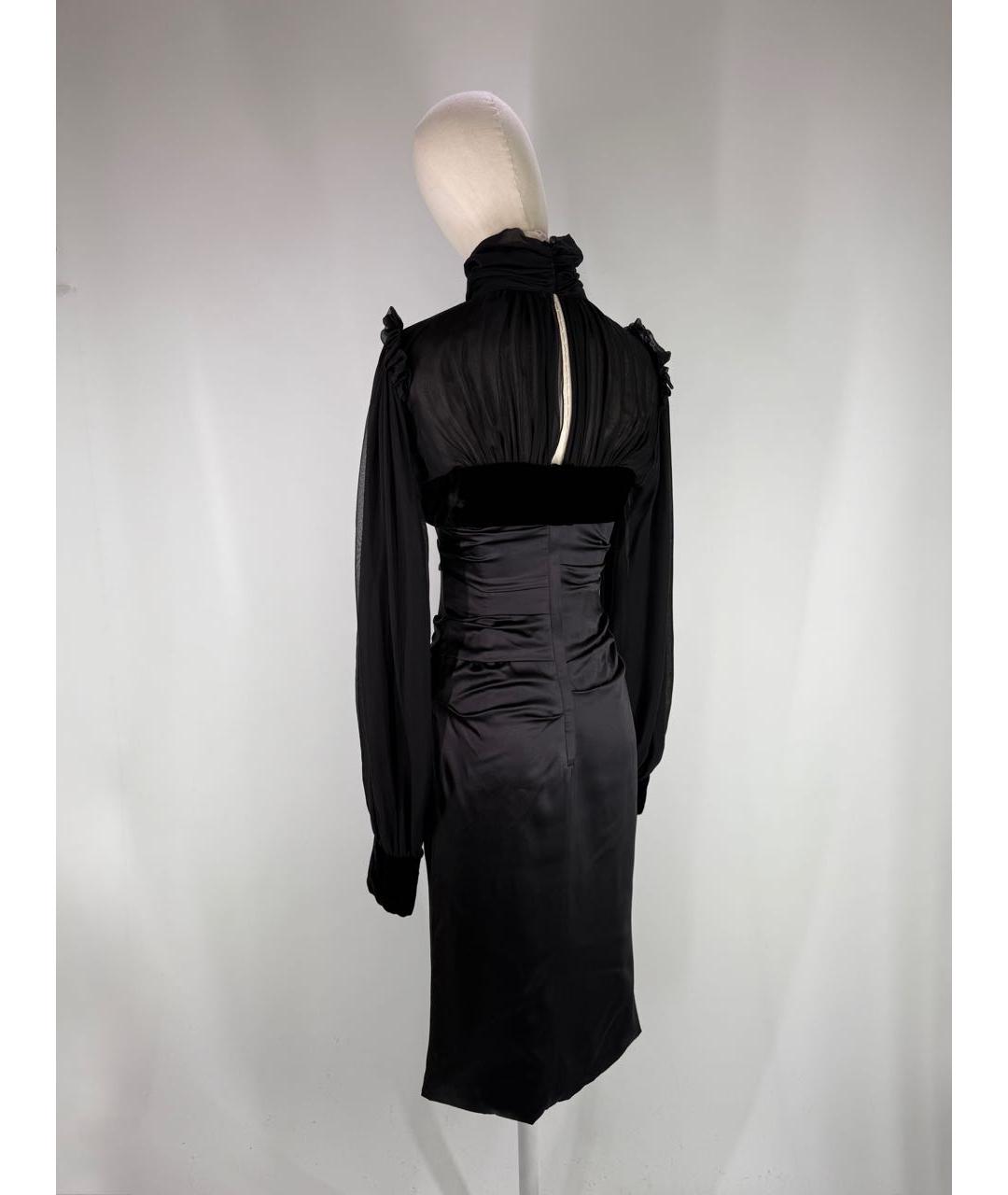 DOLCE&GABBANA Черное шелковое коктейльное платье, фото 5