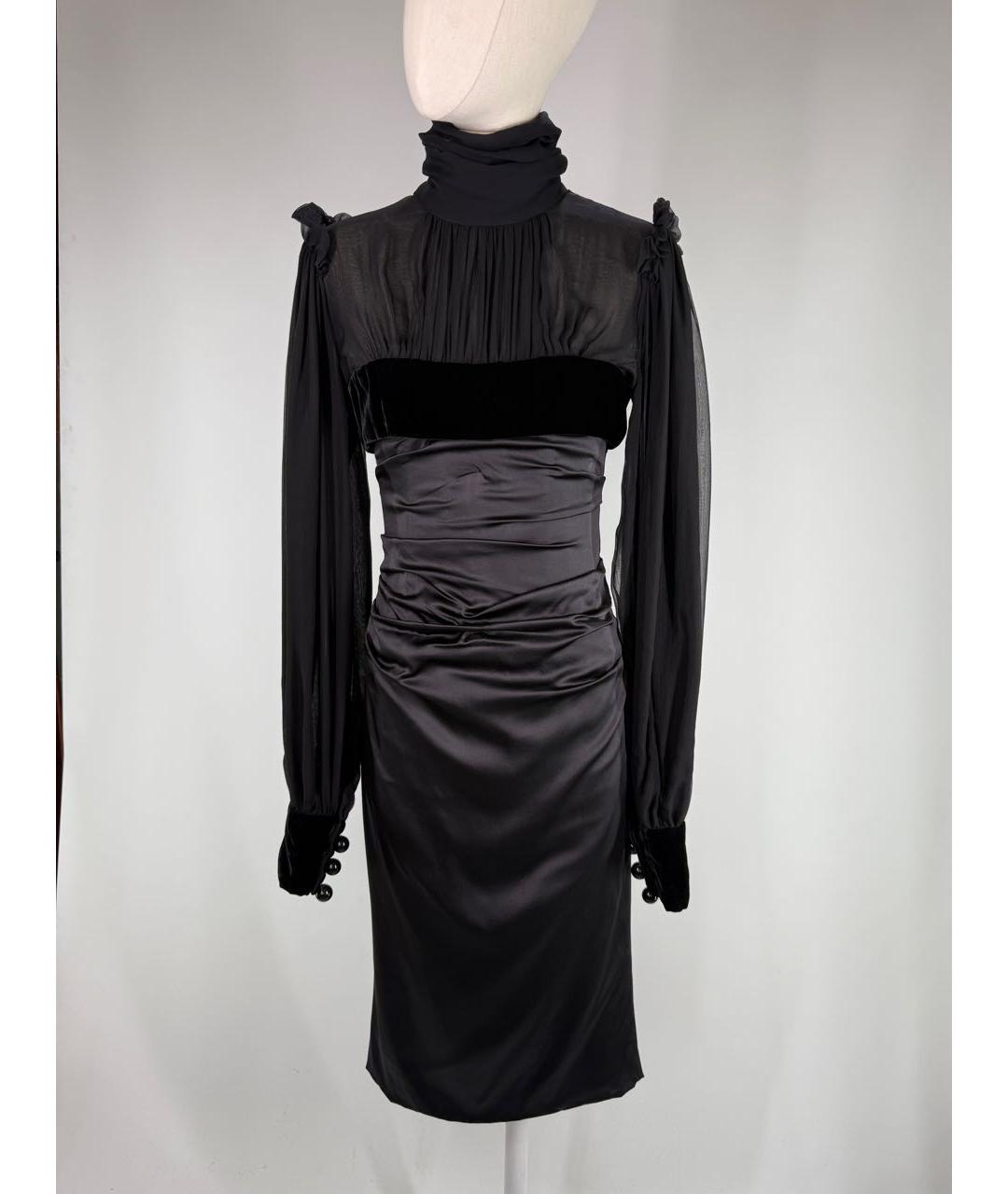 DOLCE&GABBANA Черное шелковое коктейльное платье, фото 9