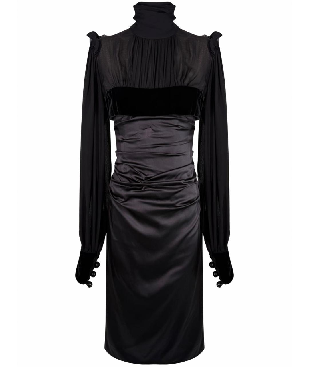 DOLCE&GABBANA Черное шелковое коктейльное платье, фото 1