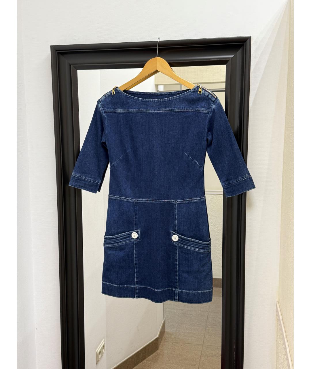 LOUIS VUITTON Синее хлопковое платье, фото 2