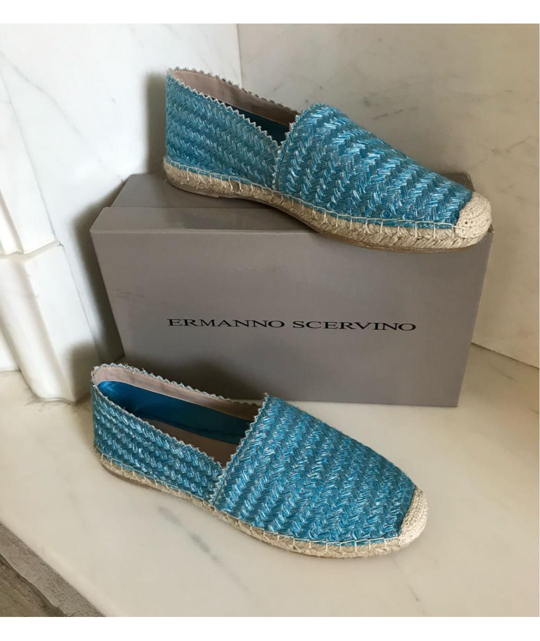 ERMANNO SCERVINO Голубые кожаные эспадрильи, фото 6
