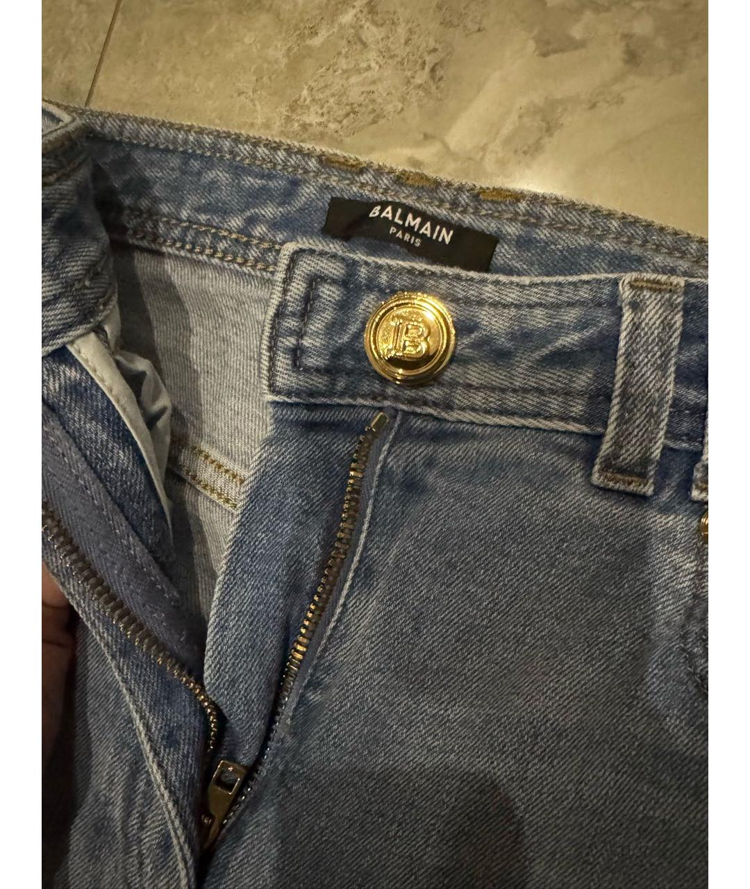 BALMAIN Голубые хлопковые джинсы слим, фото 3