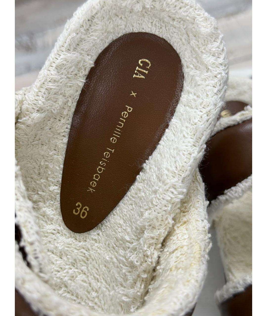 GIABORGHINI Коричневые кожаные шлепанцы, фото 4