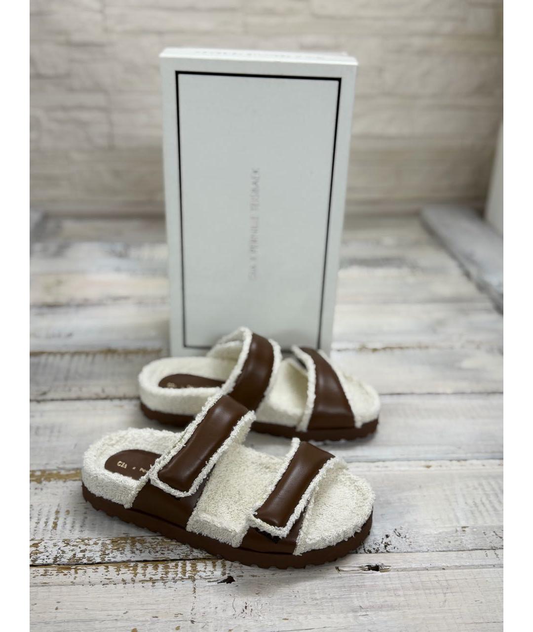 GIABORGHINI Коричневые кожаные шлепанцы, фото 2
