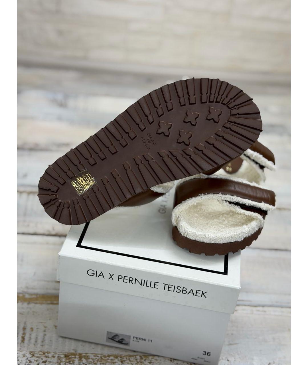 GIABORGHINI Коричневые кожаные шлепанцы, фото 8