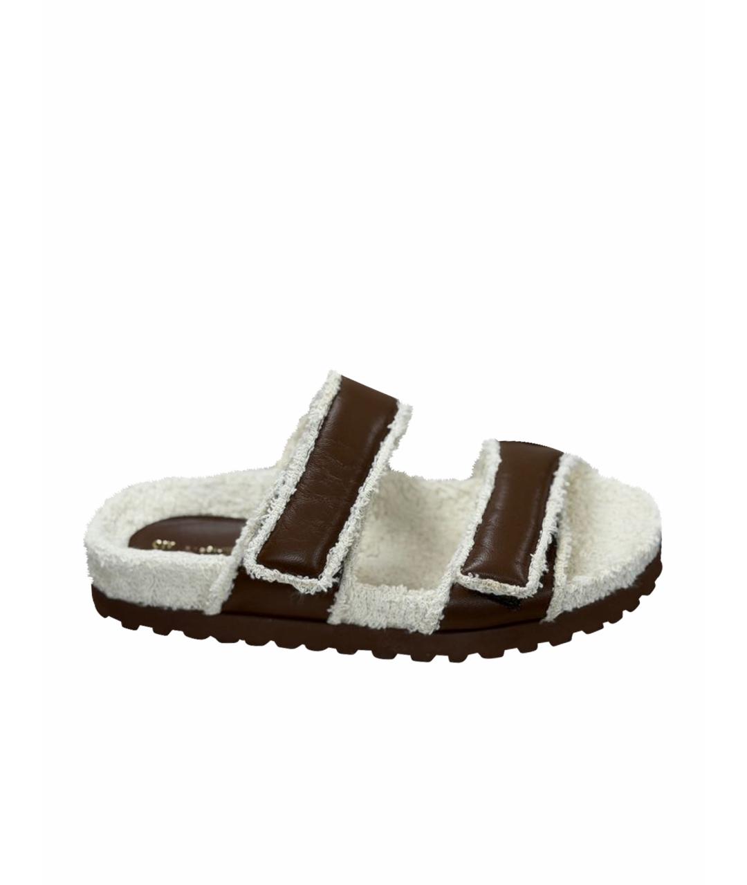 GIABORGHINI Коричневые кожаные шлепанцы, фото 1