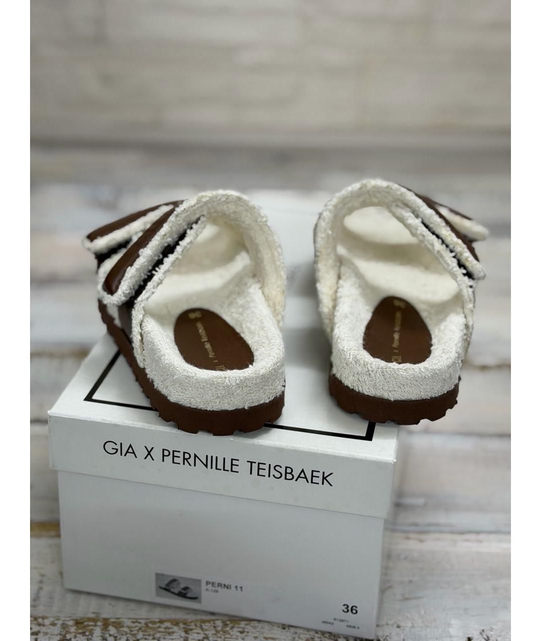 GIABORGHINI Коричневые кожаные шлепанцы, фото 5