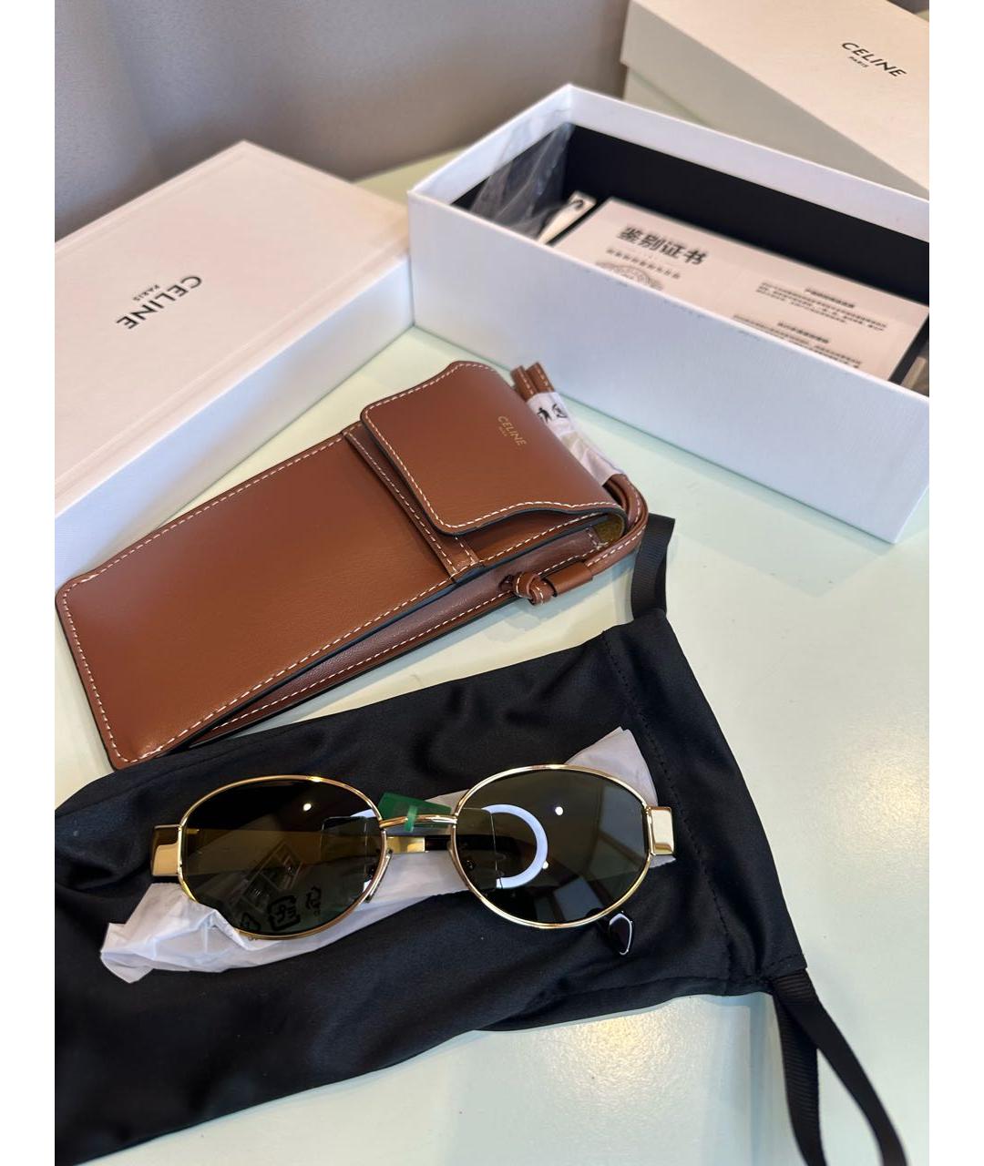 CELINE Золотые металлические солнцезащитные очки, фото 4