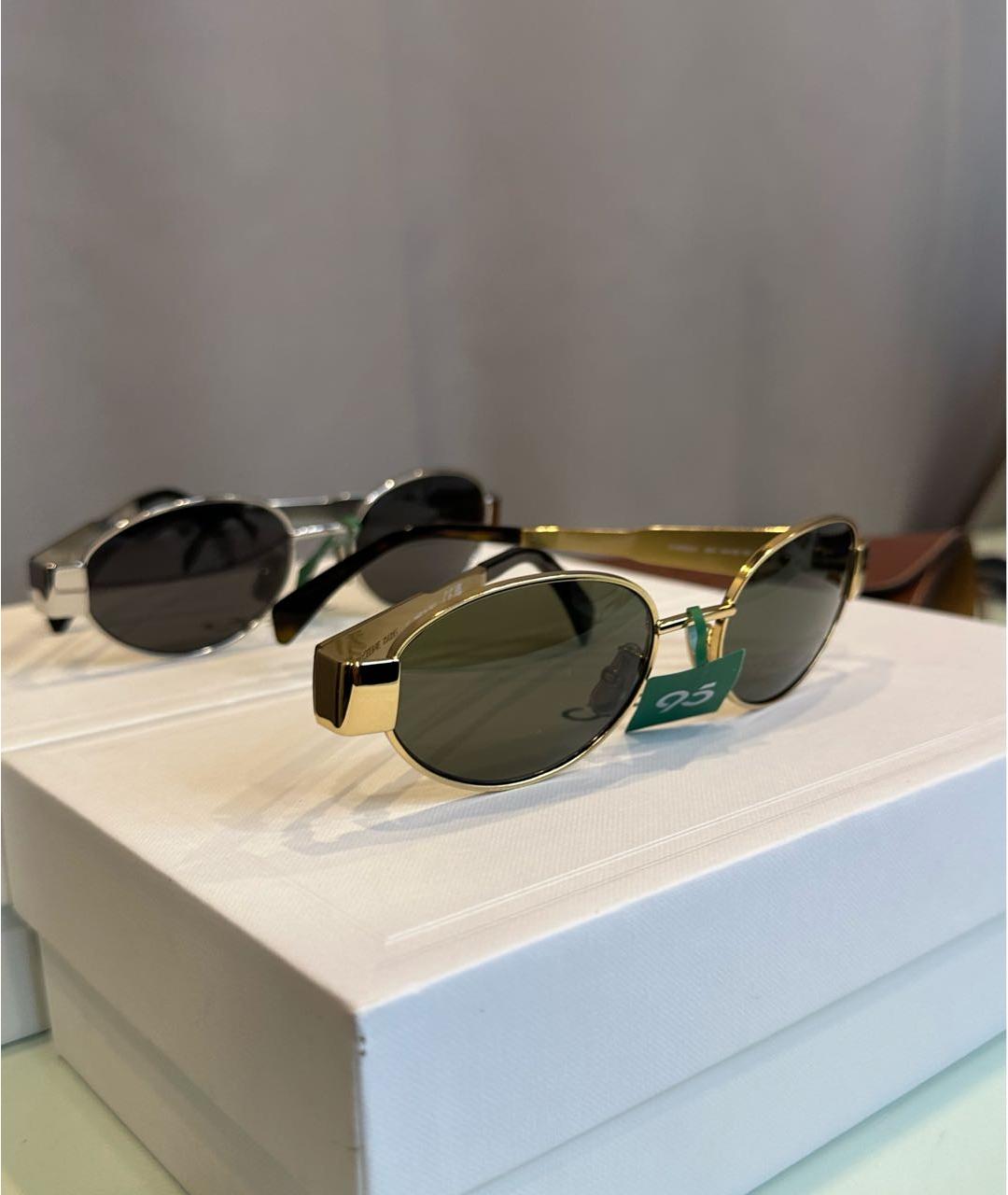 CELINE Золотые металлические солнцезащитные очки, фото 5