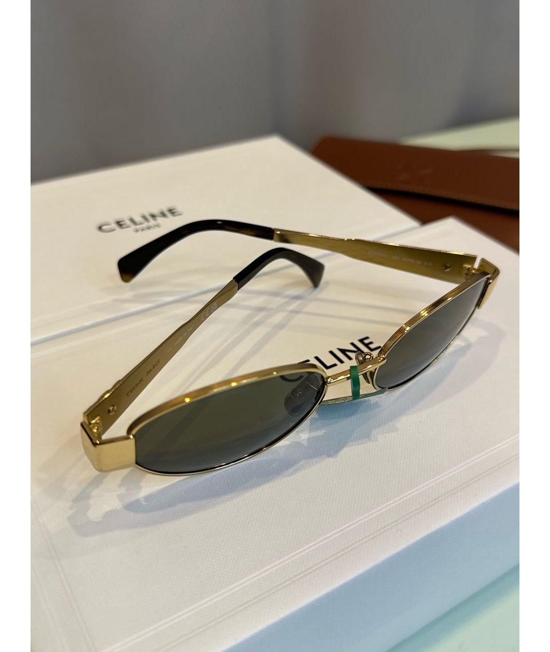 CELINE Золотые металлические солнцезащитные очки, фото 8