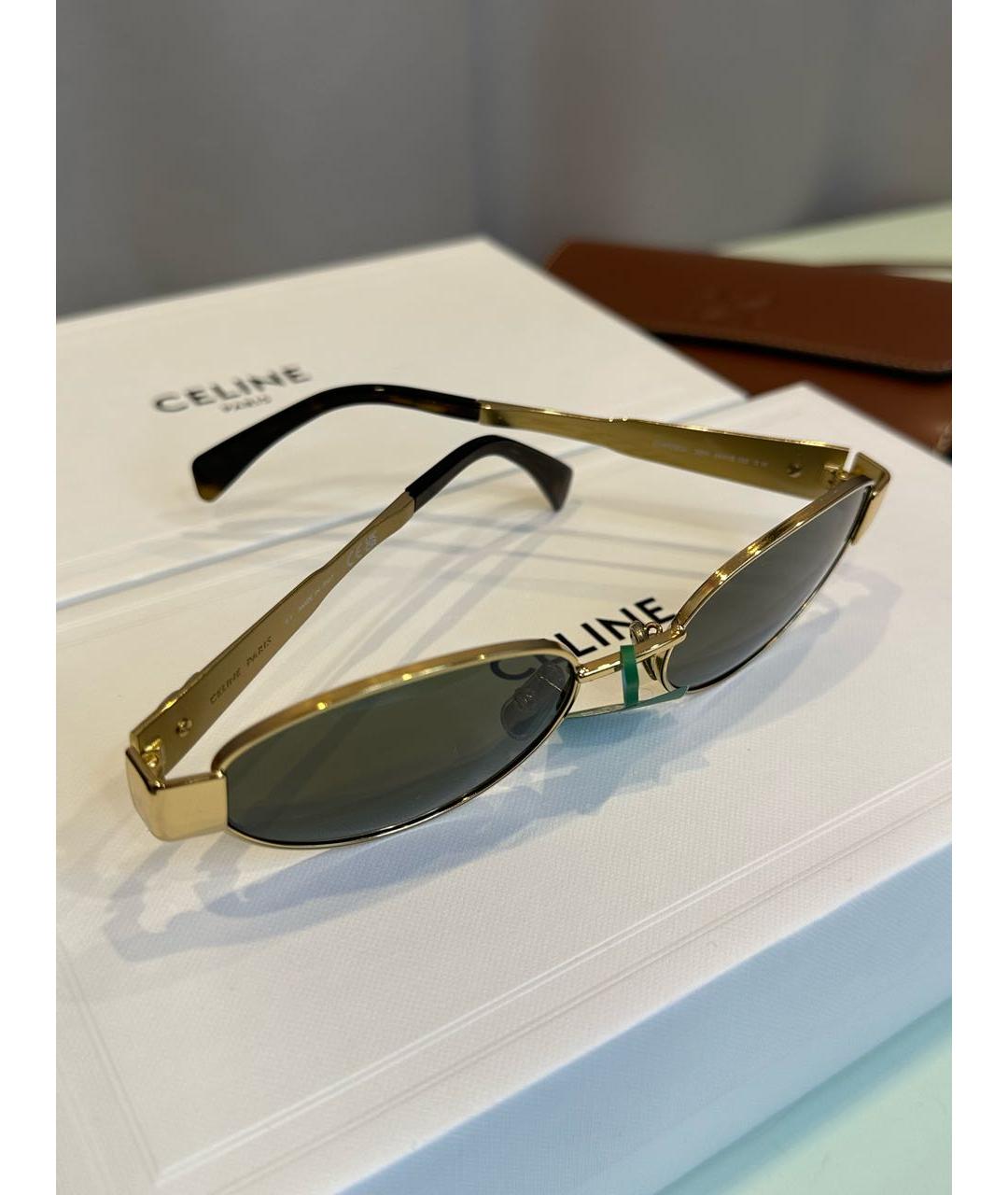CELINE Золотые металлические солнцезащитные очки, фото 6