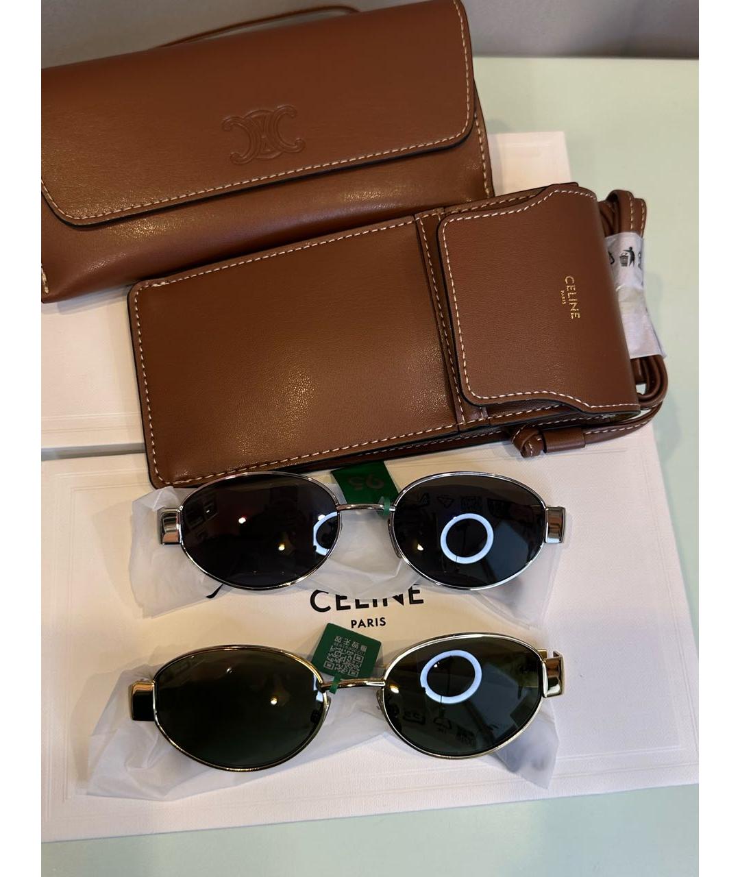 CELINE Золотые металлические солнцезащитные очки, фото 7