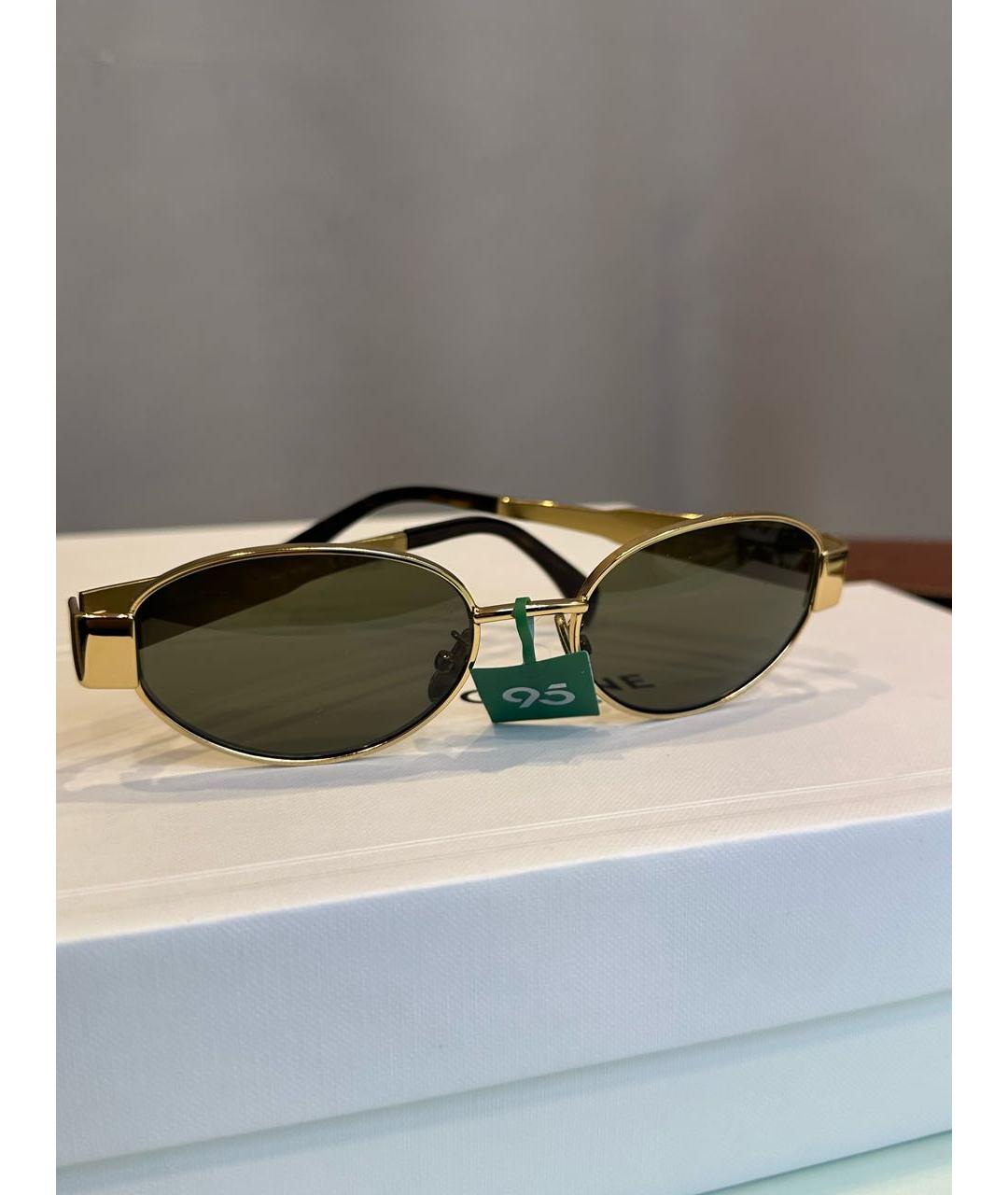 CELINE Золотые металлические солнцезащитные очки, фото 9