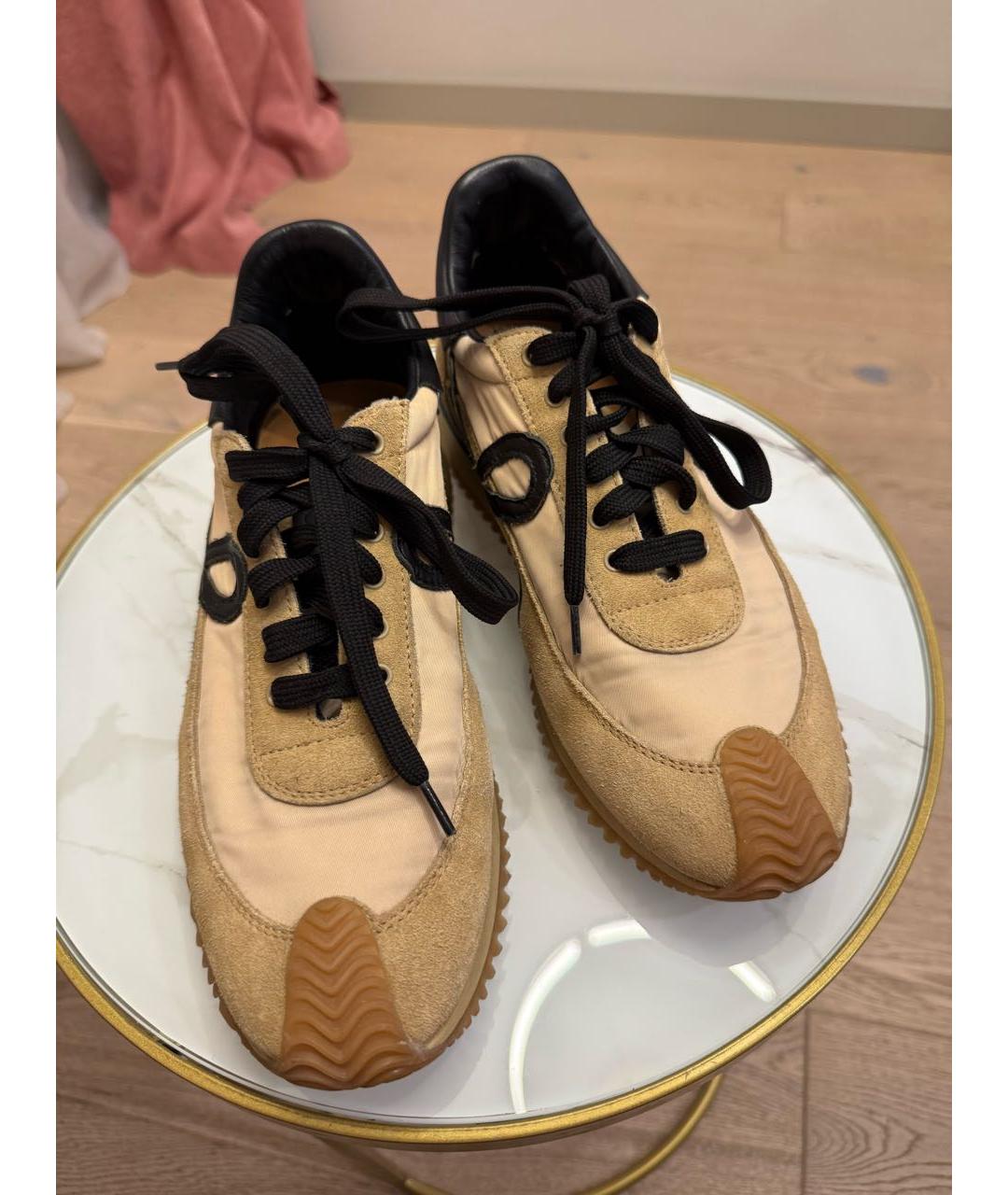 LOEWE Коричневые текстильные кроссовки, фото 5