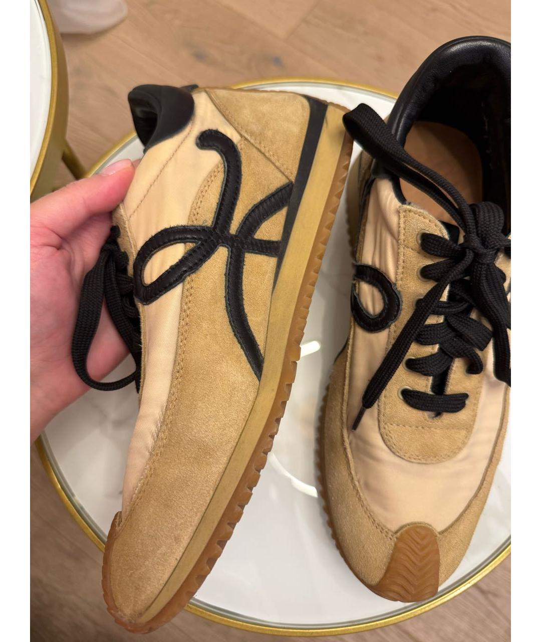 LOEWE Коричневые текстильные кроссовки, фото 3