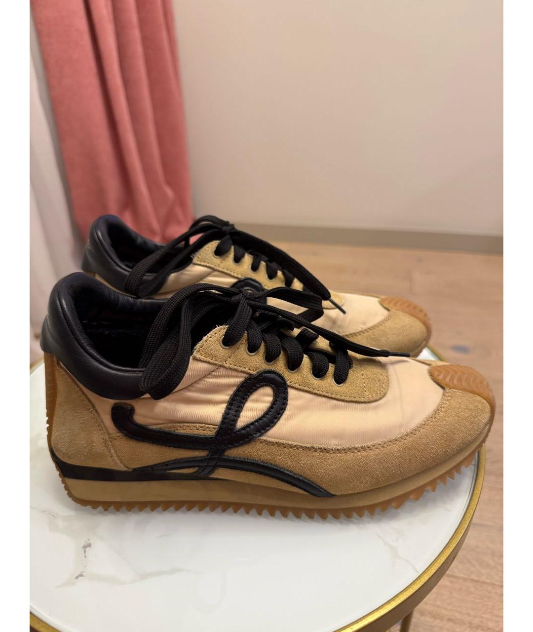 LOEWE Коричневые текстильные кроссовки, фото 9