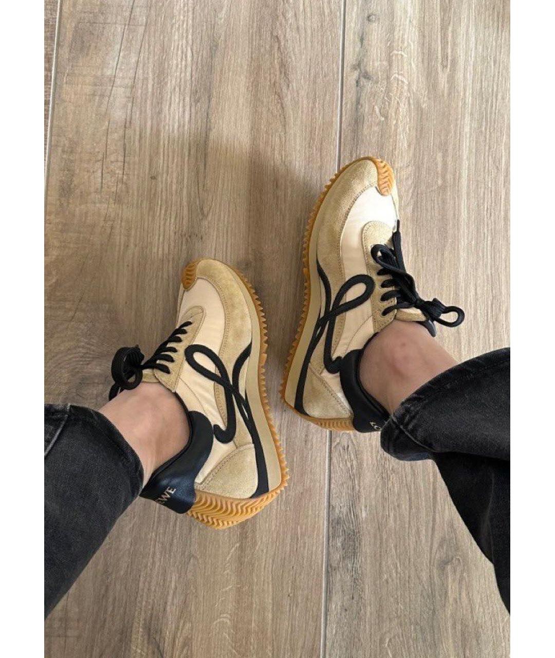 LOEWE Коричневые текстильные кроссовки, фото 8