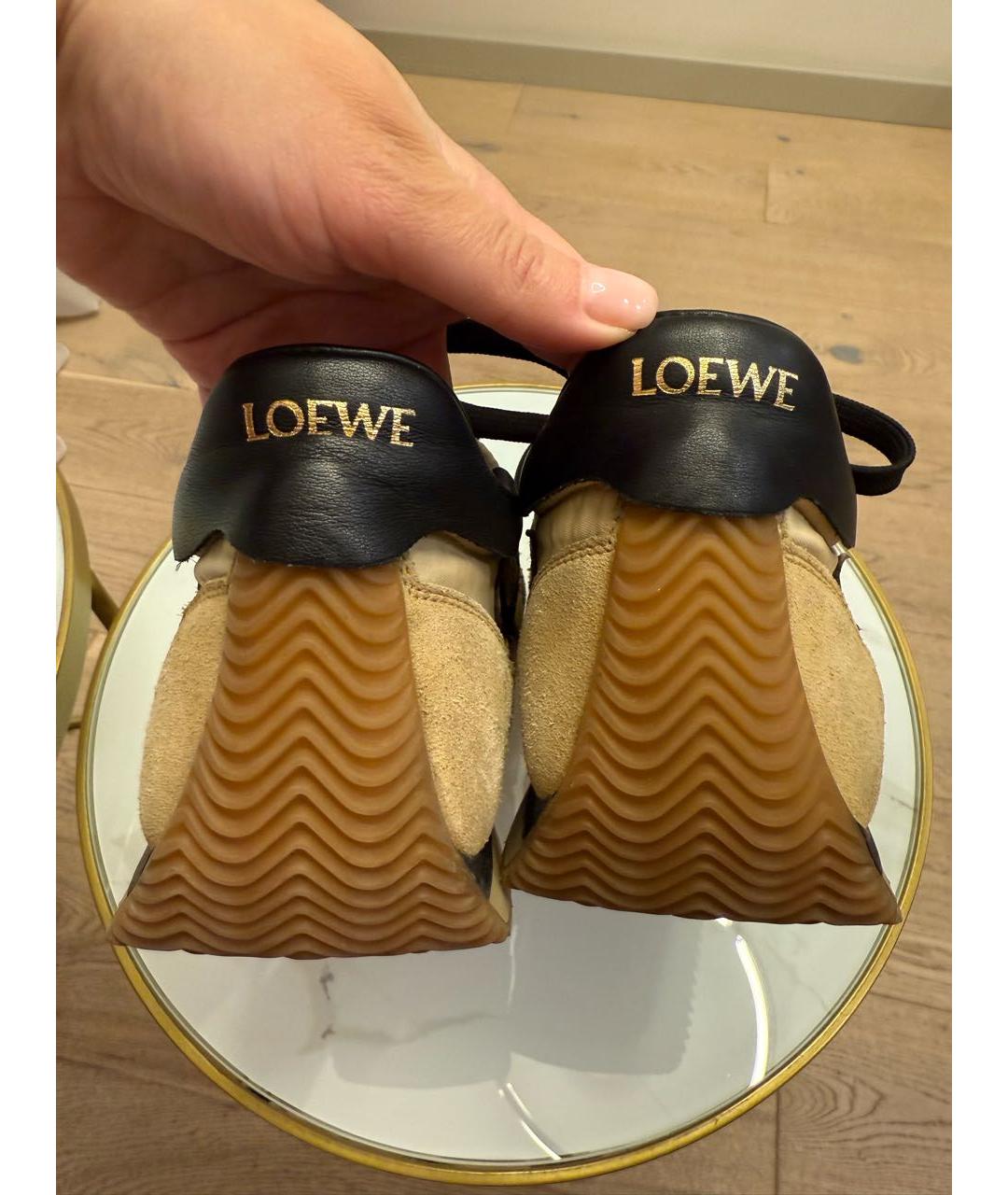 LOEWE Коричневые текстильные кроссовки, фото 6