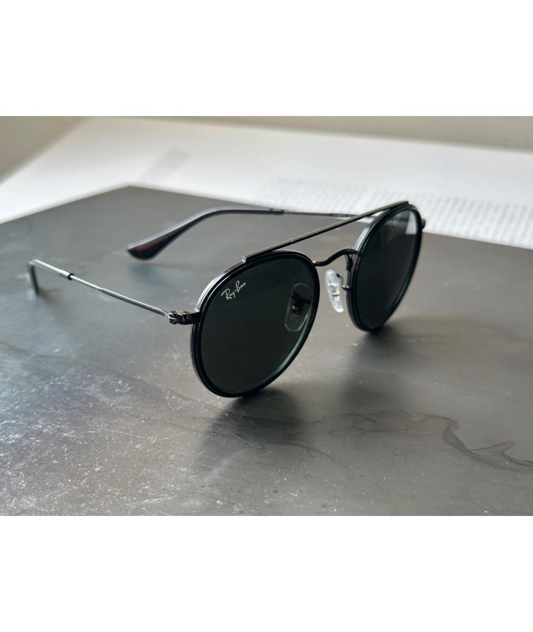 RAY BAN Черные металлические солнцезащитные очки, фото 2