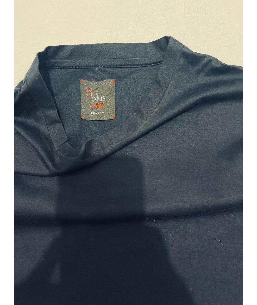 KITON Темно-синяя хлопковая футболка, фото 2