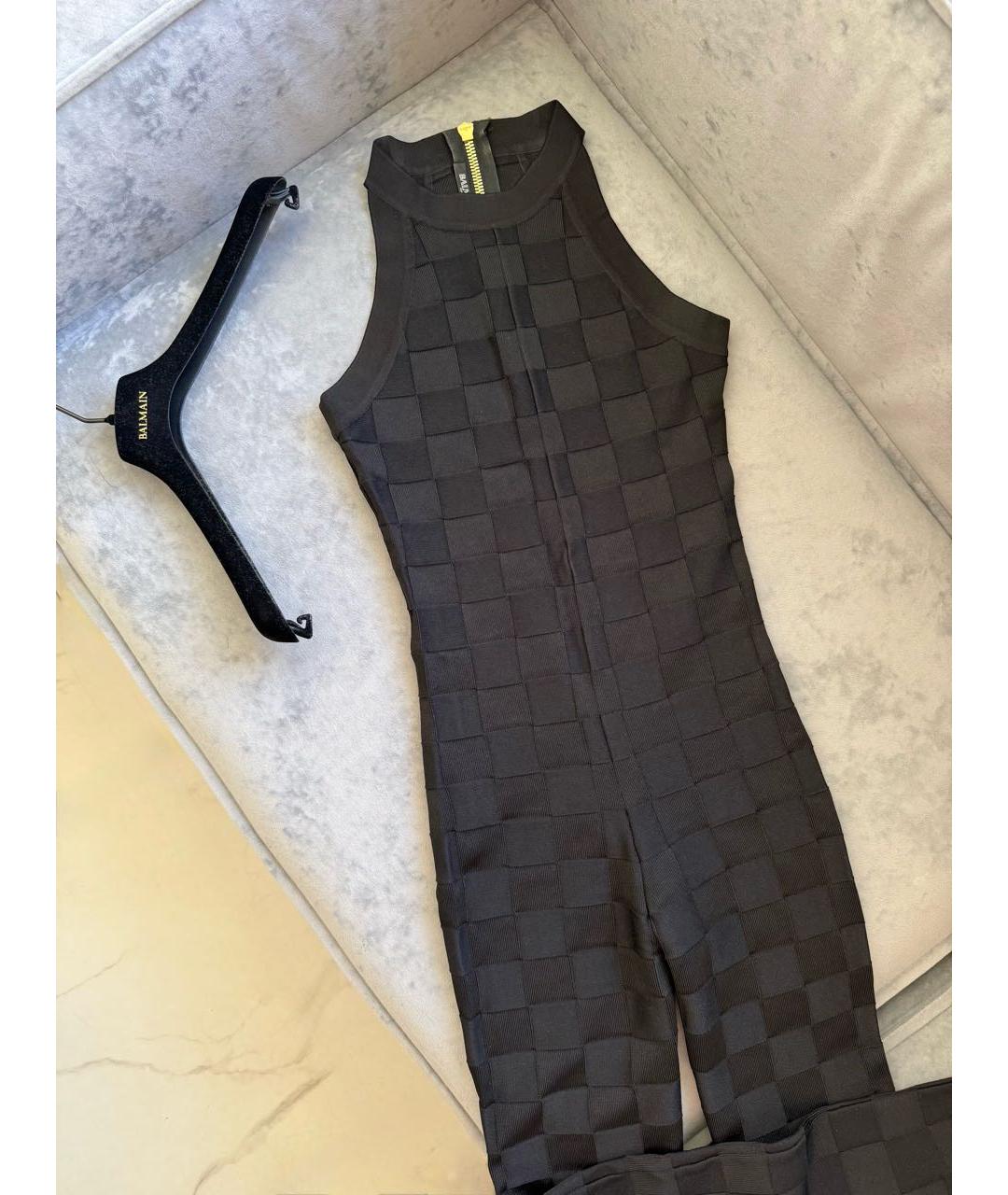 BALMAIN Черный вискозный комбинезон, фото 3