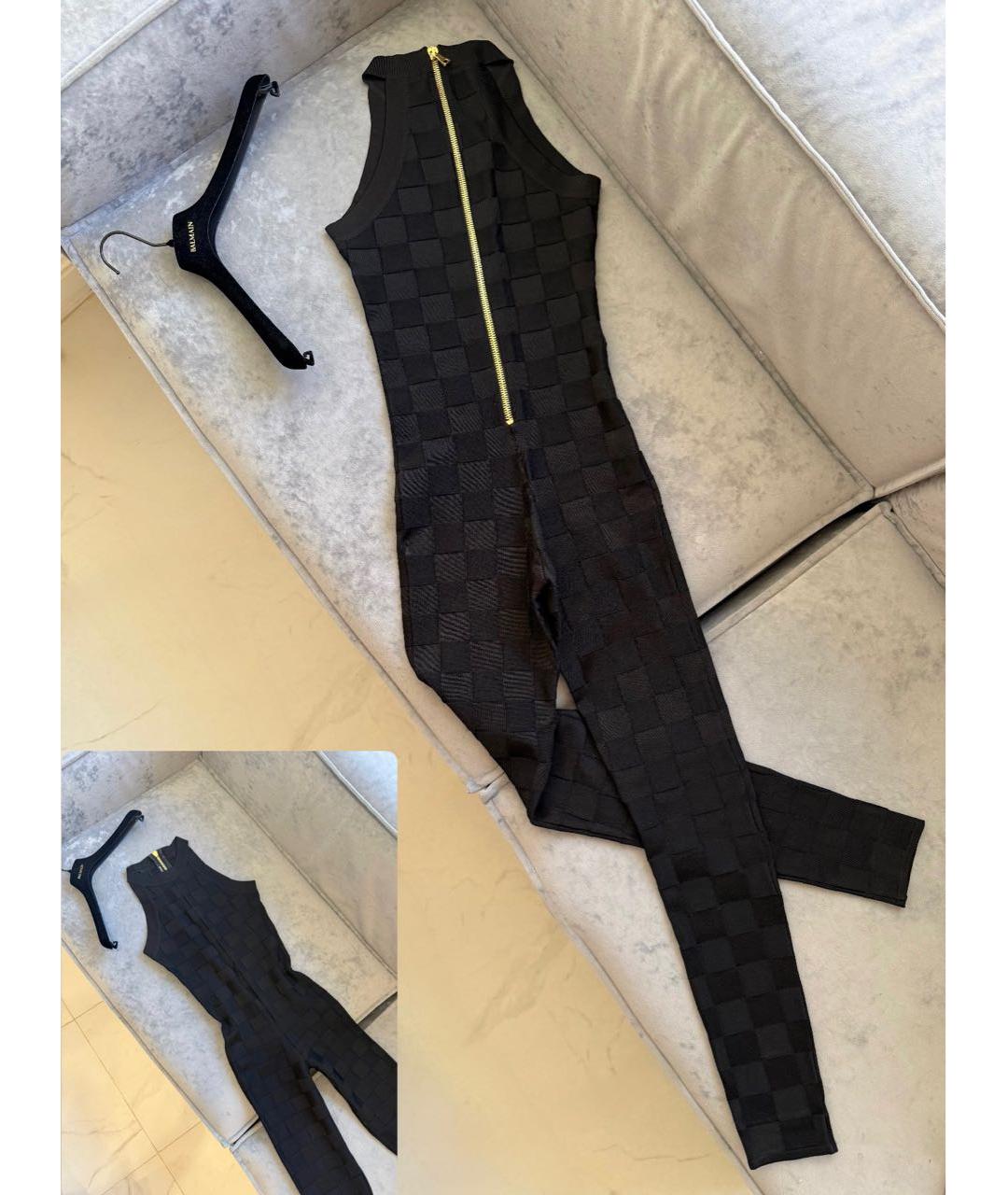 BALMAIN Черный вискозный комбинезон, фото 5