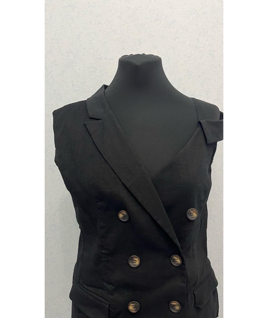 PINKO Черный льняной жилет, фото 4