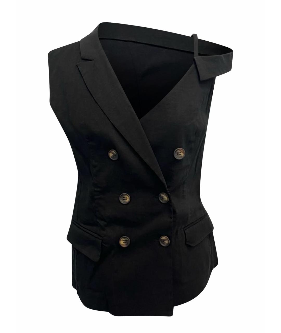 PINKO Черный льняной жилет, фото 1