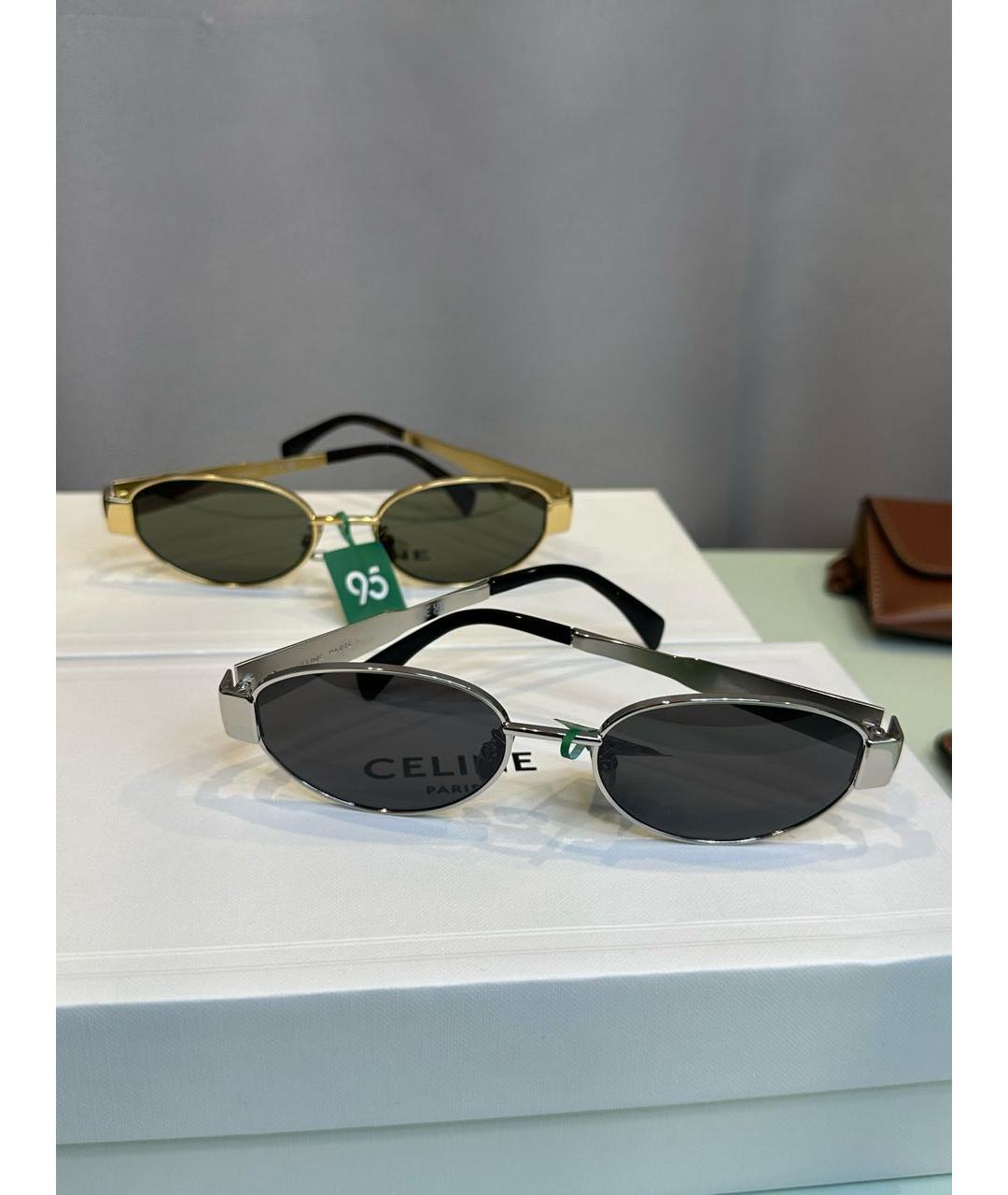 CELINE Серебряные металлические солнцезащитные очки, фото 3