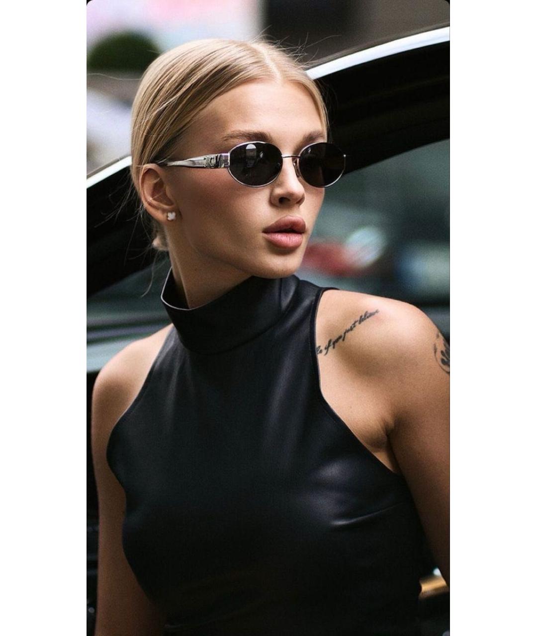 CELINE Серебряные металлические солнцезащитные очки, фото 8