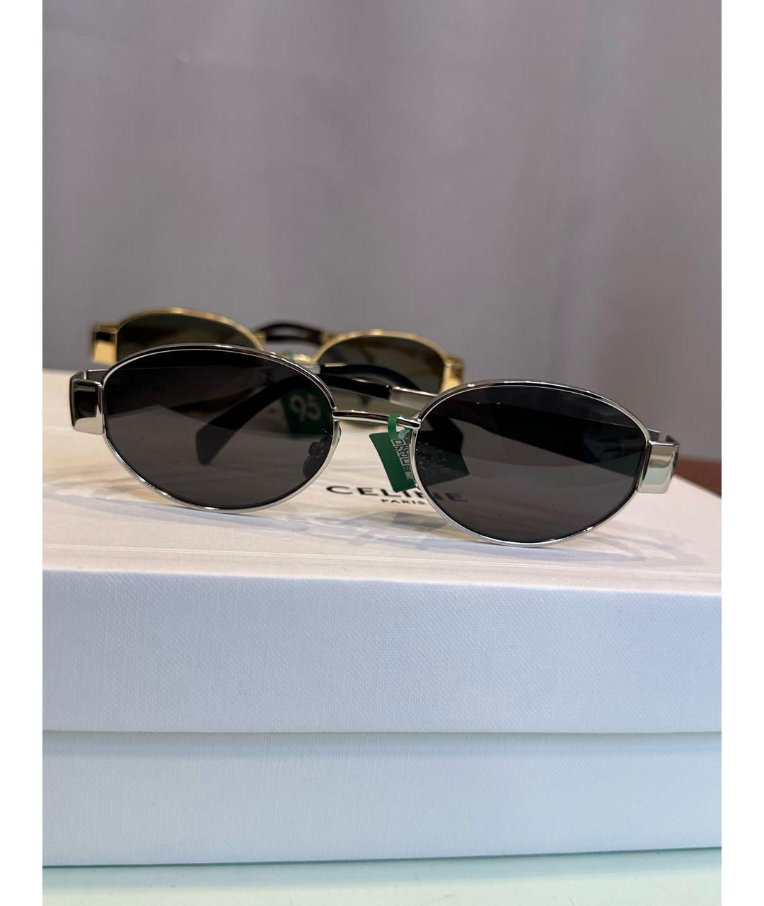 CELINE Серебряные металлические солнцезащитные очки, фото 9