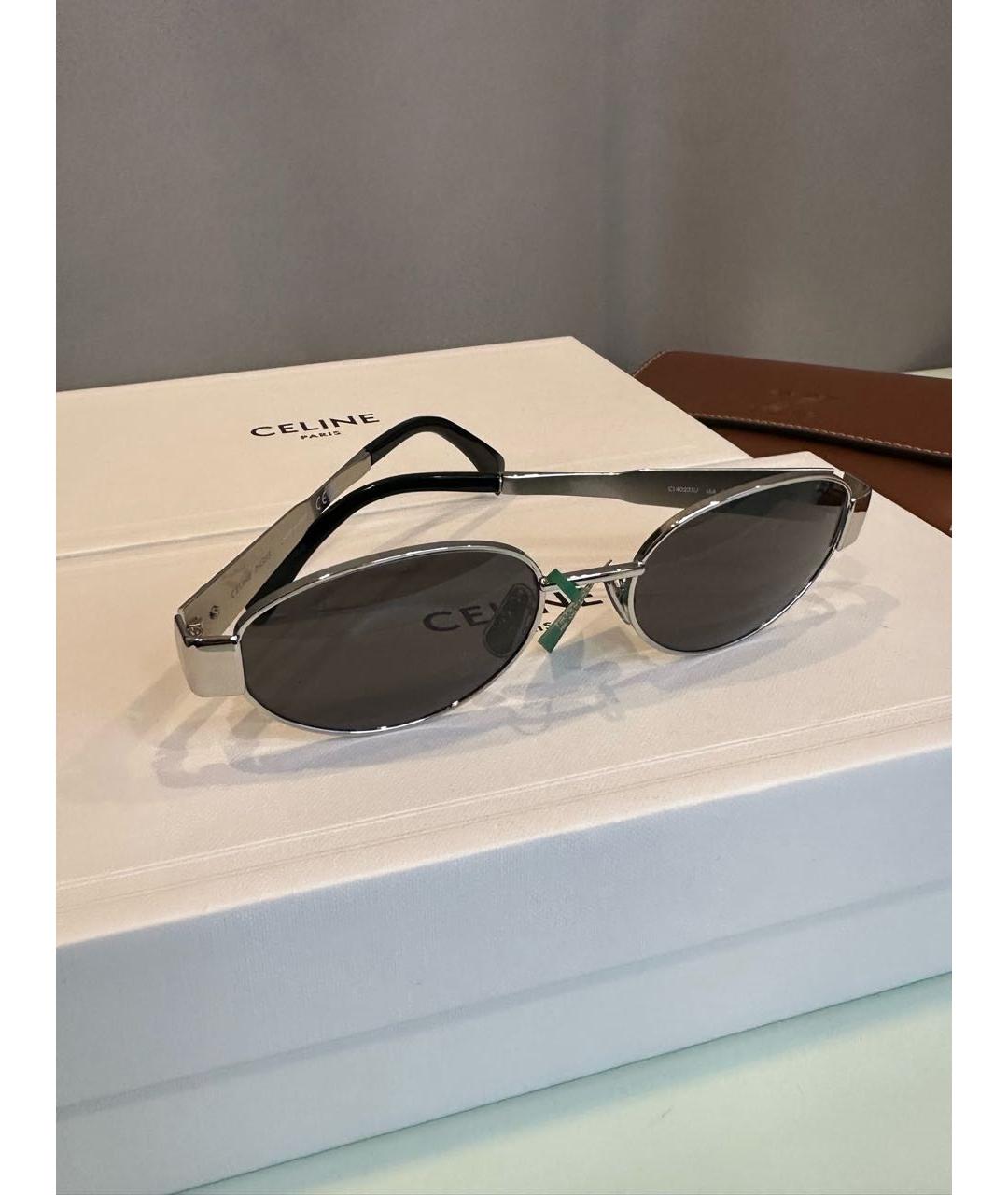 CELINE Серебряные металлические солнцезащитные очки, фото 2