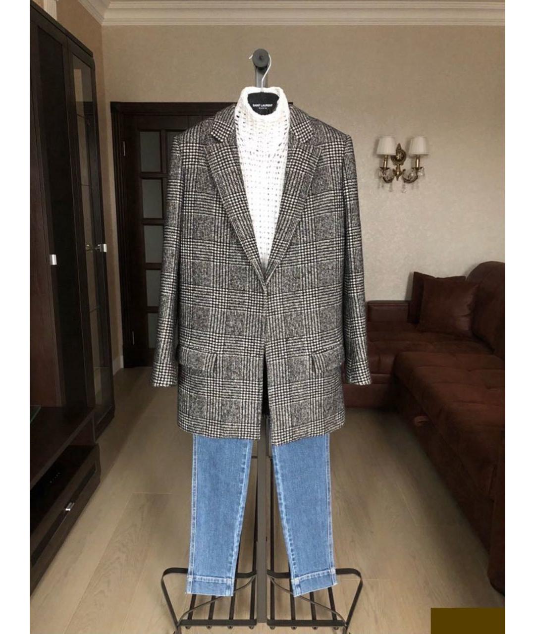 SAINT LAURENT Серый шерстяной жакет/пиджак, фото 6