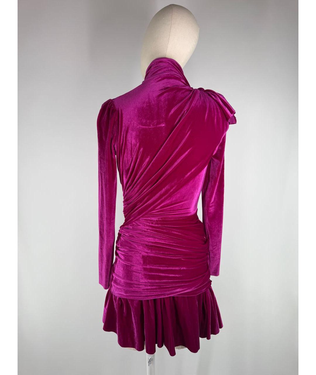 BALENCIAGA Фуксия бархатное коктейльное платье, фото 4