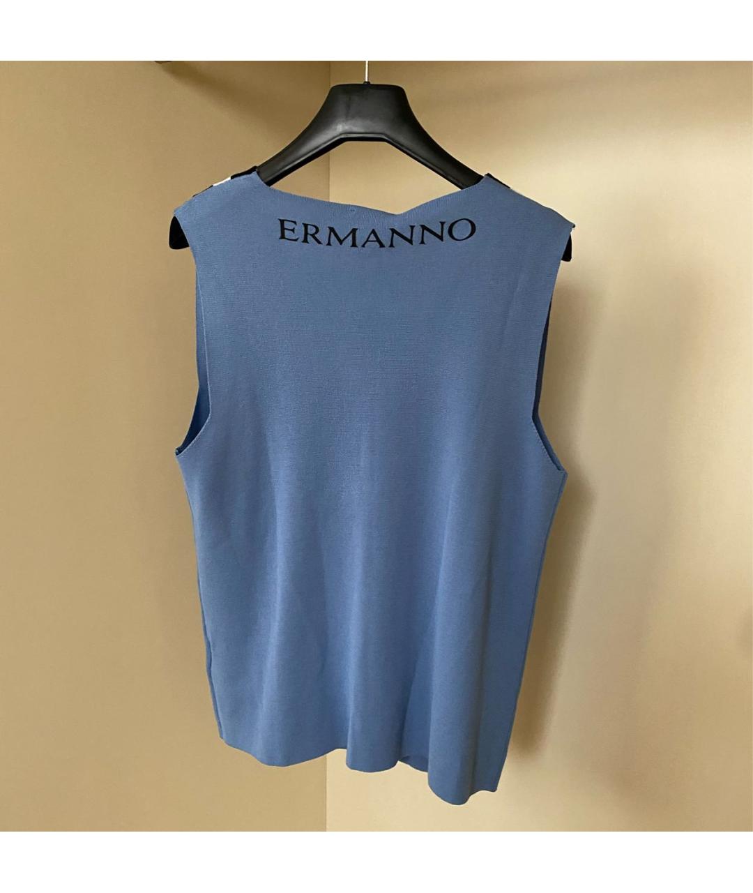 ERMANNO SCERVINO Голубая вискозная майка, фото 4