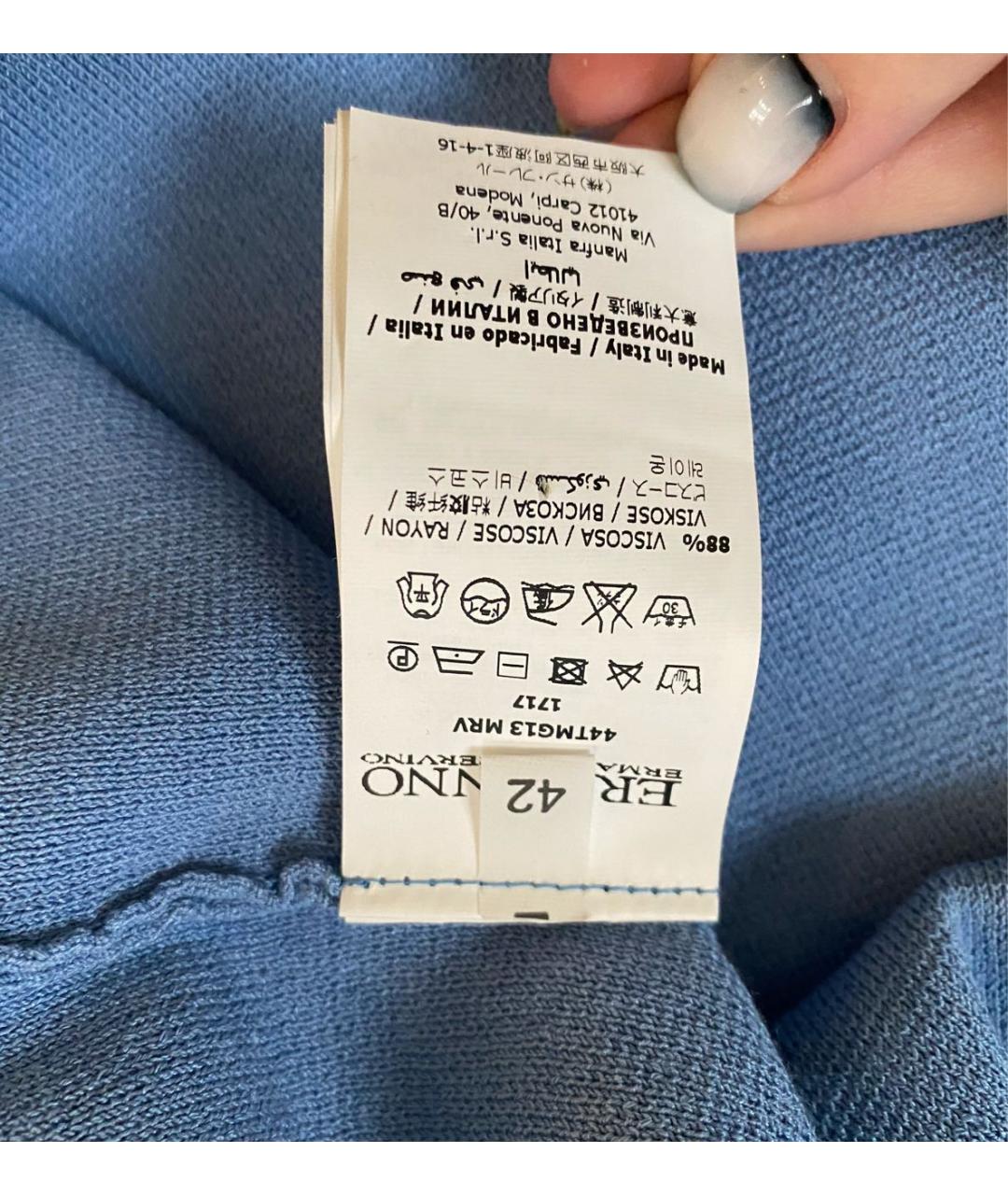 ERMANNO SCERVINO Голубая вискозная майка, фото 5