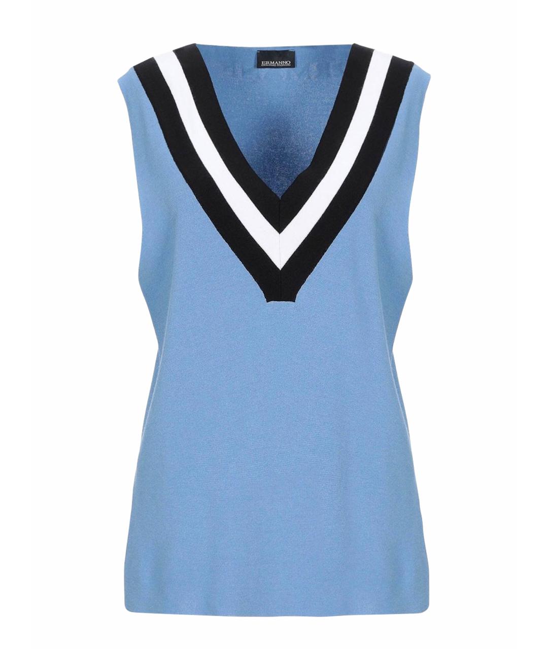 ERMANNO SCERVINO Голубая вискозная майка, фото 1