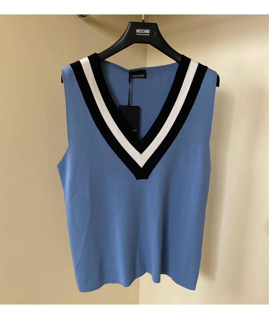ERMANNO SCERVINO Голубая вискозная майка, фото 3