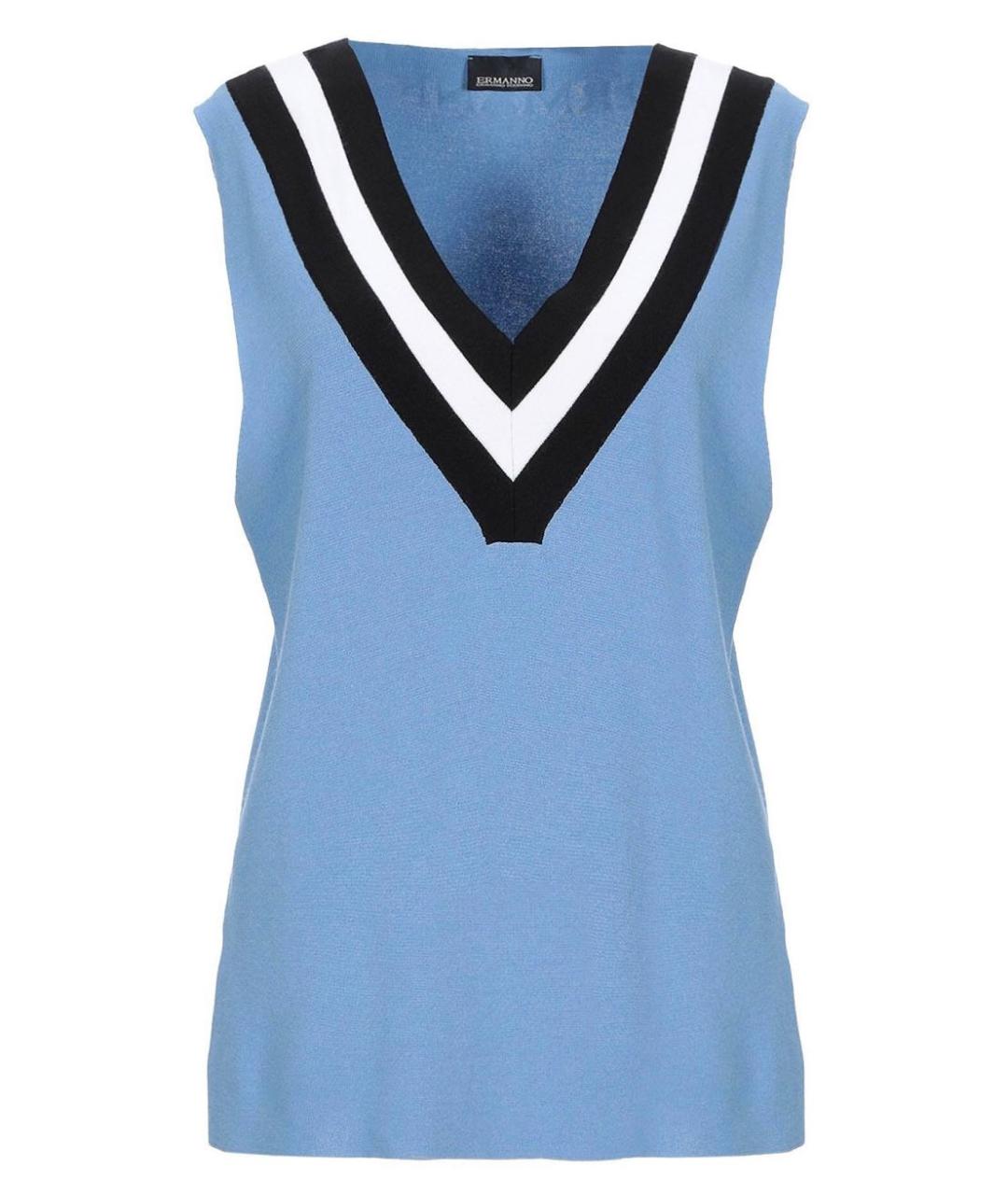ERMANNO SCERVINO Голубая вискозная майка, фото 9